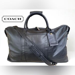 🔥Vintage COACH Black Leather Transatlantic Travel Duffel Bag #0503 - Made in USA